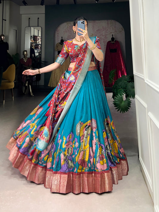 Firoji Tusser Silk Floral Print Lehenga Choli