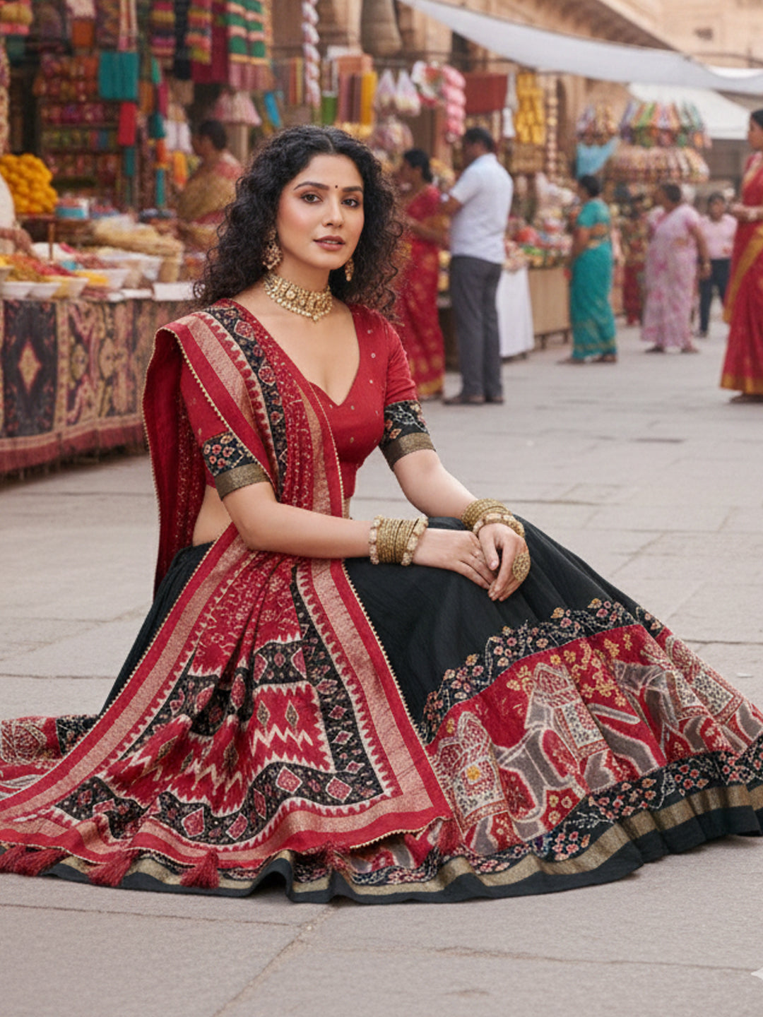 Women's Tusser Silk Printed Lehenga Choli with Dupatta