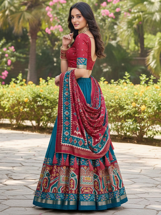 Women's Tusser Silk Printed Lehenga Choli with Dupatta