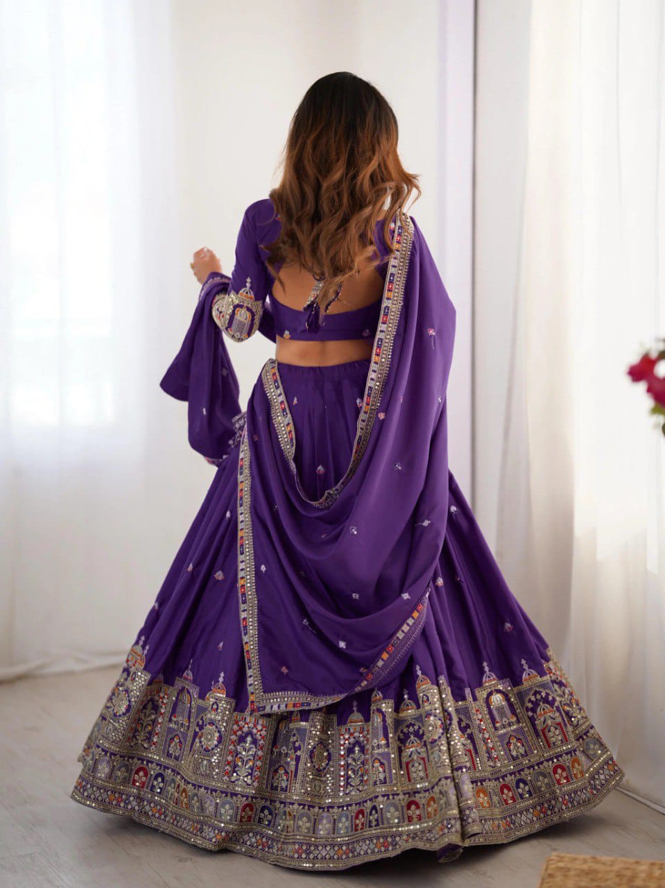 Purple Colour Sequins Embroidery Work Lehenga Choli