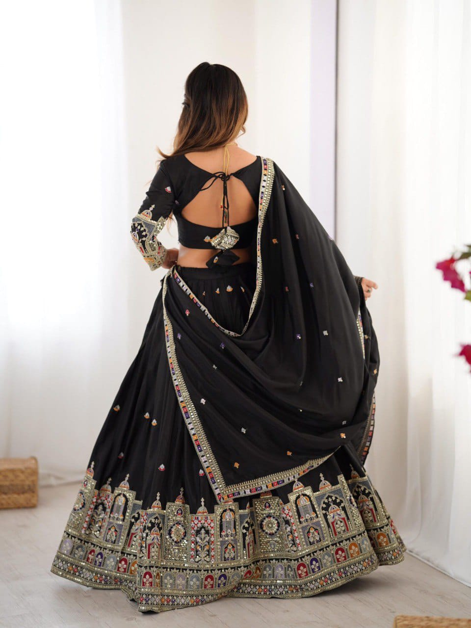 Black Colour Sequins Embroidery Work Lehenga Choli