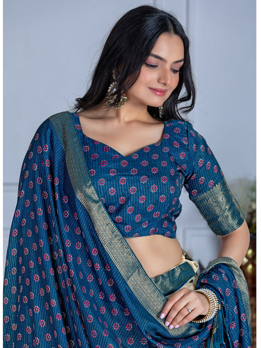 Heavy Lichi Silk Jacquard Lehenga Choli with Jari Lining & Matching Dupatta