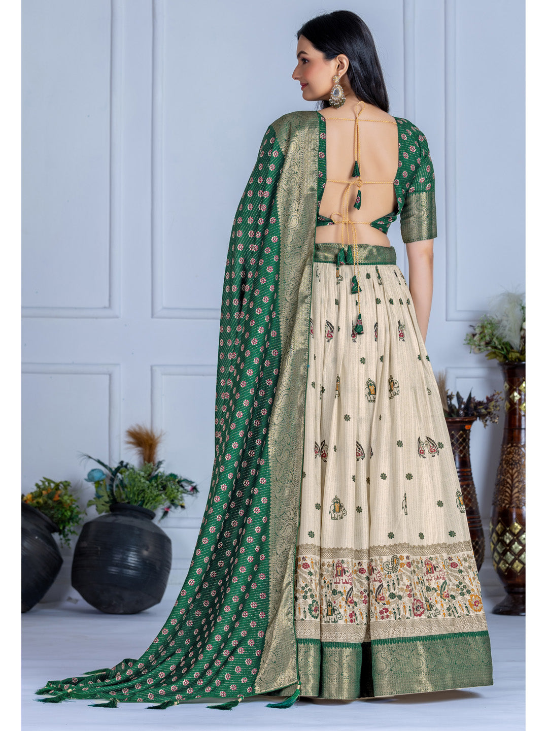 Heavy Lichi Silk Jacquard Lehenga Choli with Jari Lining & Matching Dupatta