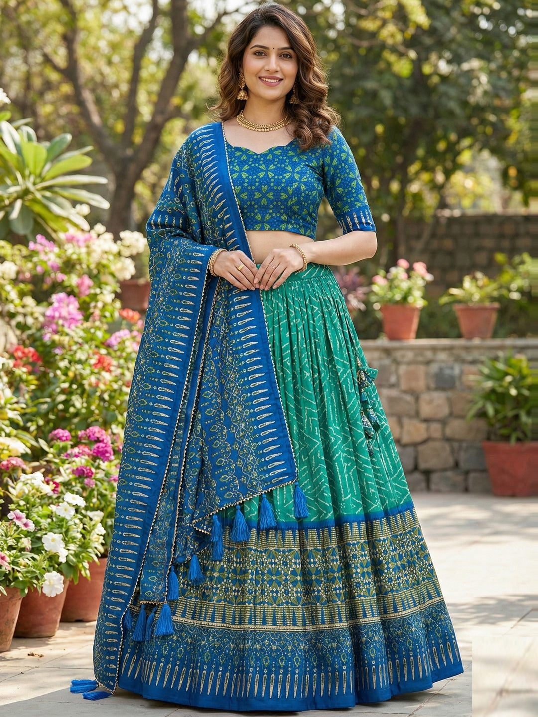 Rama Colour Geometric Print Lehenga Choli