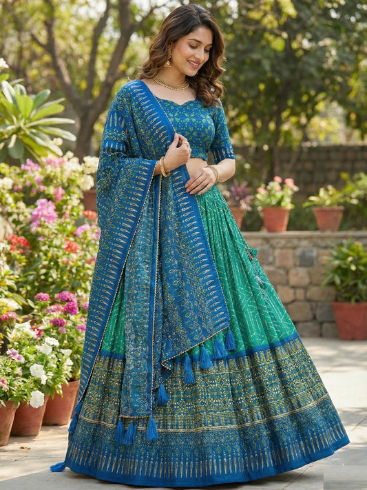 Rama Colour Geometric Print Lehenga Choli