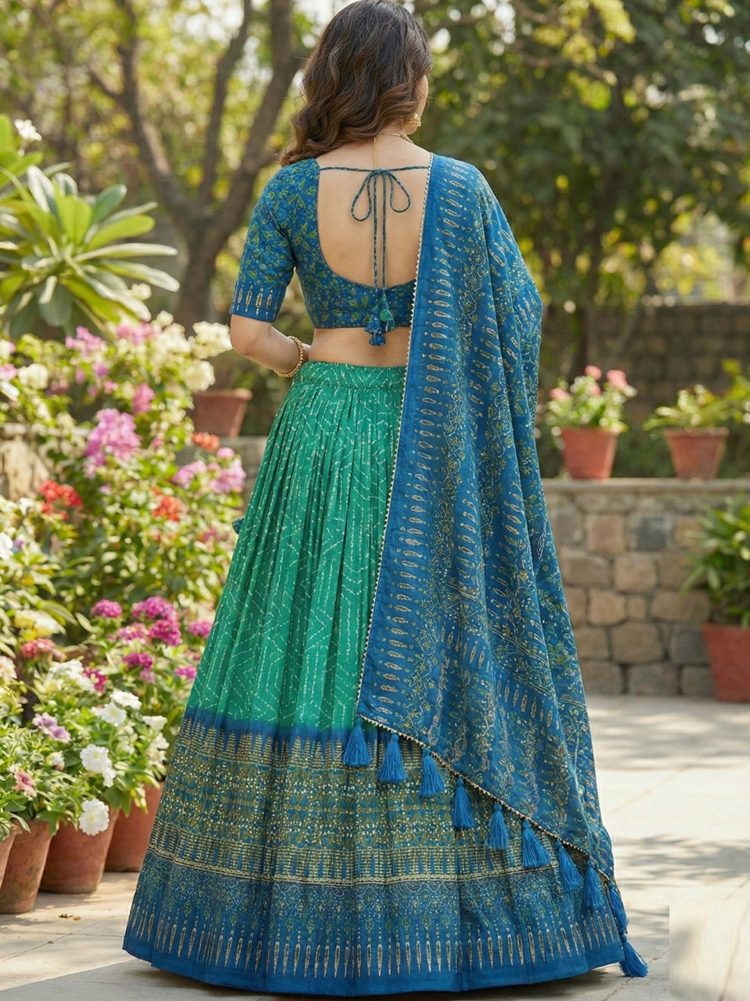 Rama Colour Geometric Print Lehenga Choli
