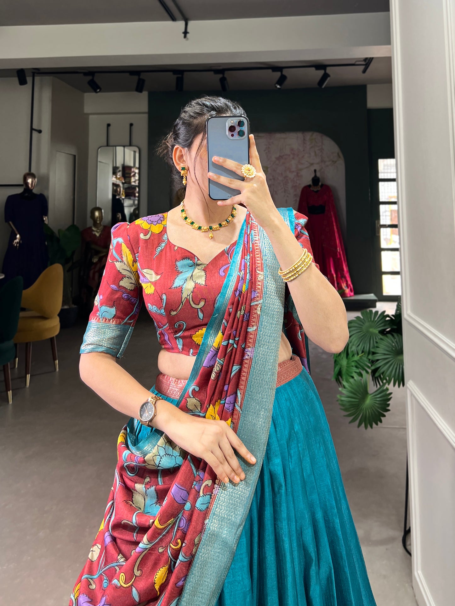 Firoji Tusser Silk Floral Print Lehenga Choli