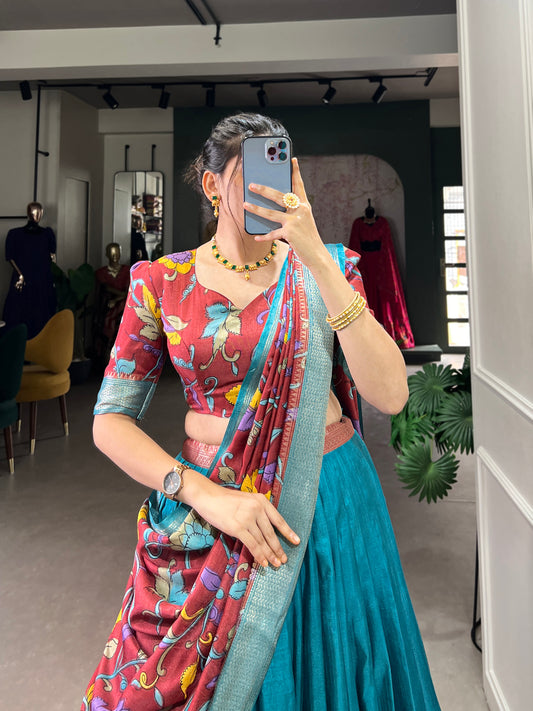 Firoji Tusser Silk Floral Print Lehenga Choli