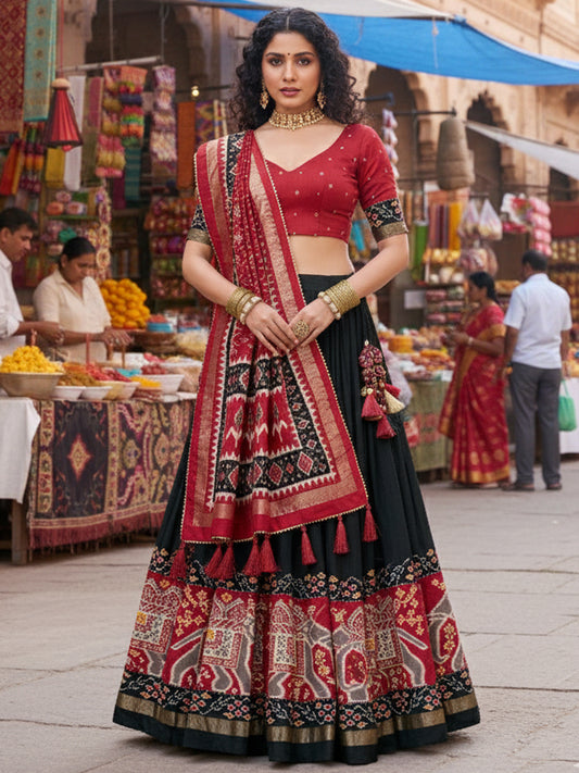 Women's Tusser Silk Printed Lehenga Choli with Dupatta