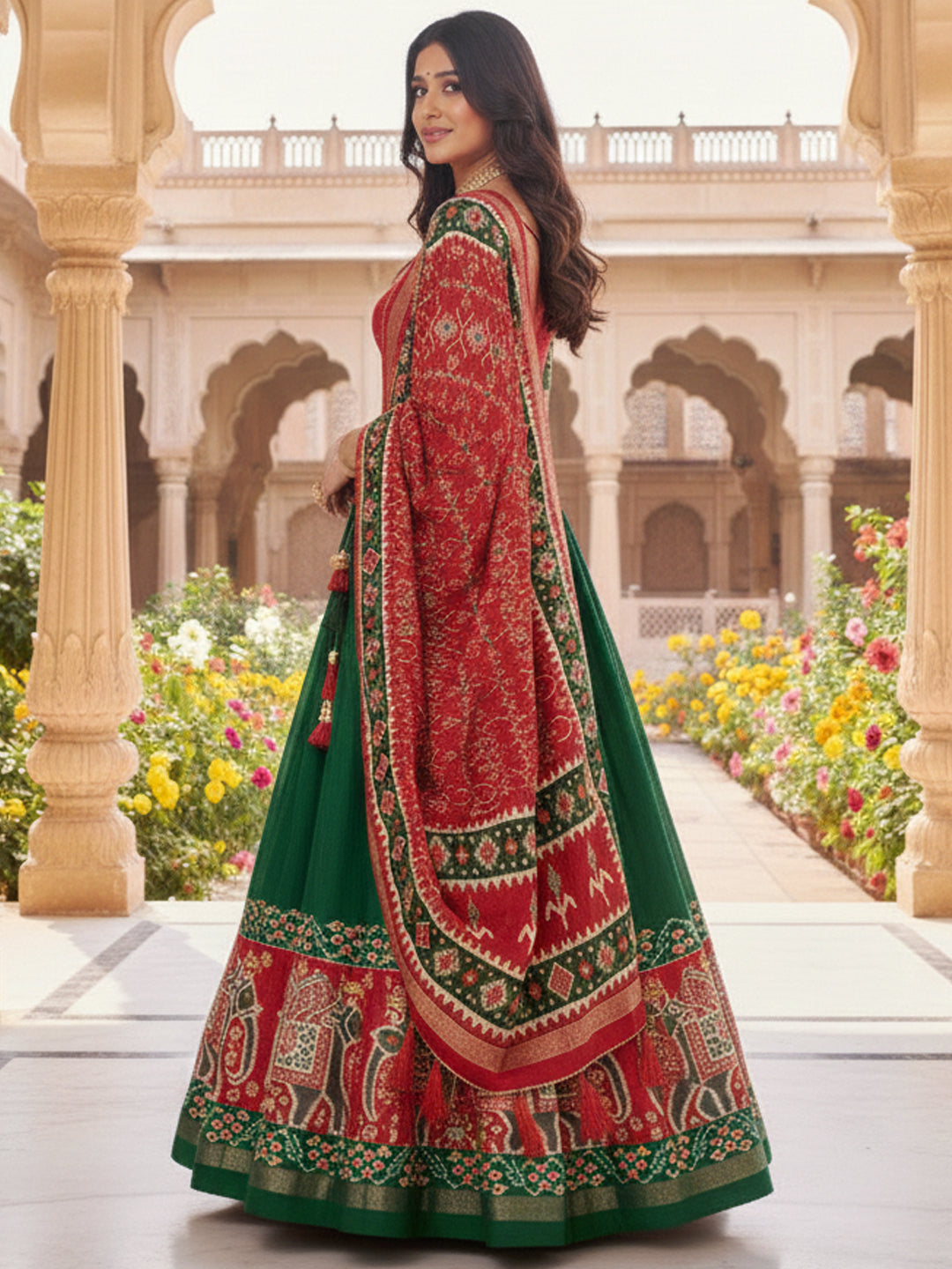 Women's Tusser Silk Printed Lehenga Choli with Dupatta