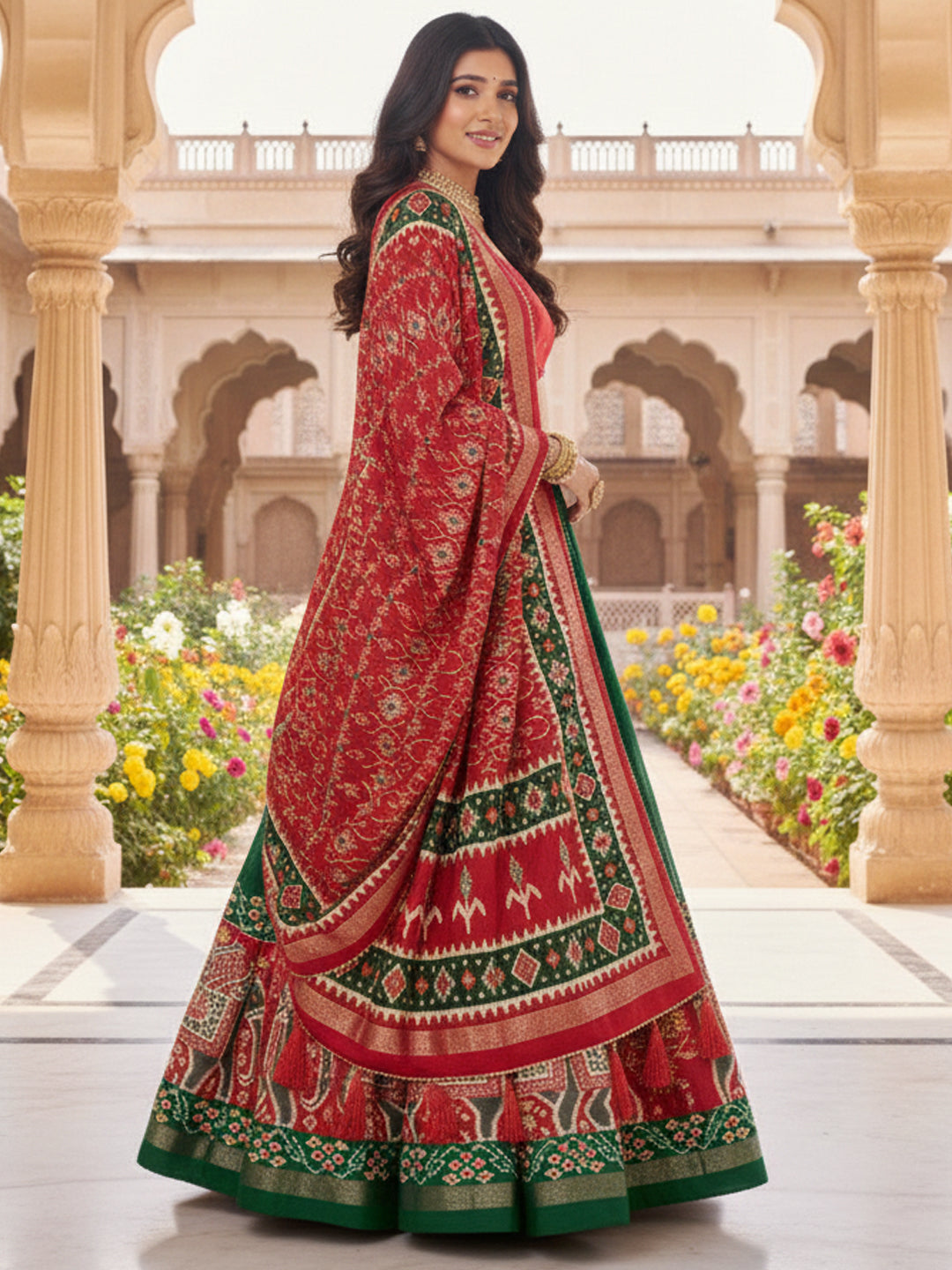 Women's Tusser Silk Printed Lehenga Choli with Dupatta