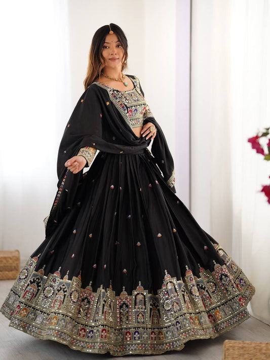 Black Colour Sequins Embroidery Work Lehenga Choli
