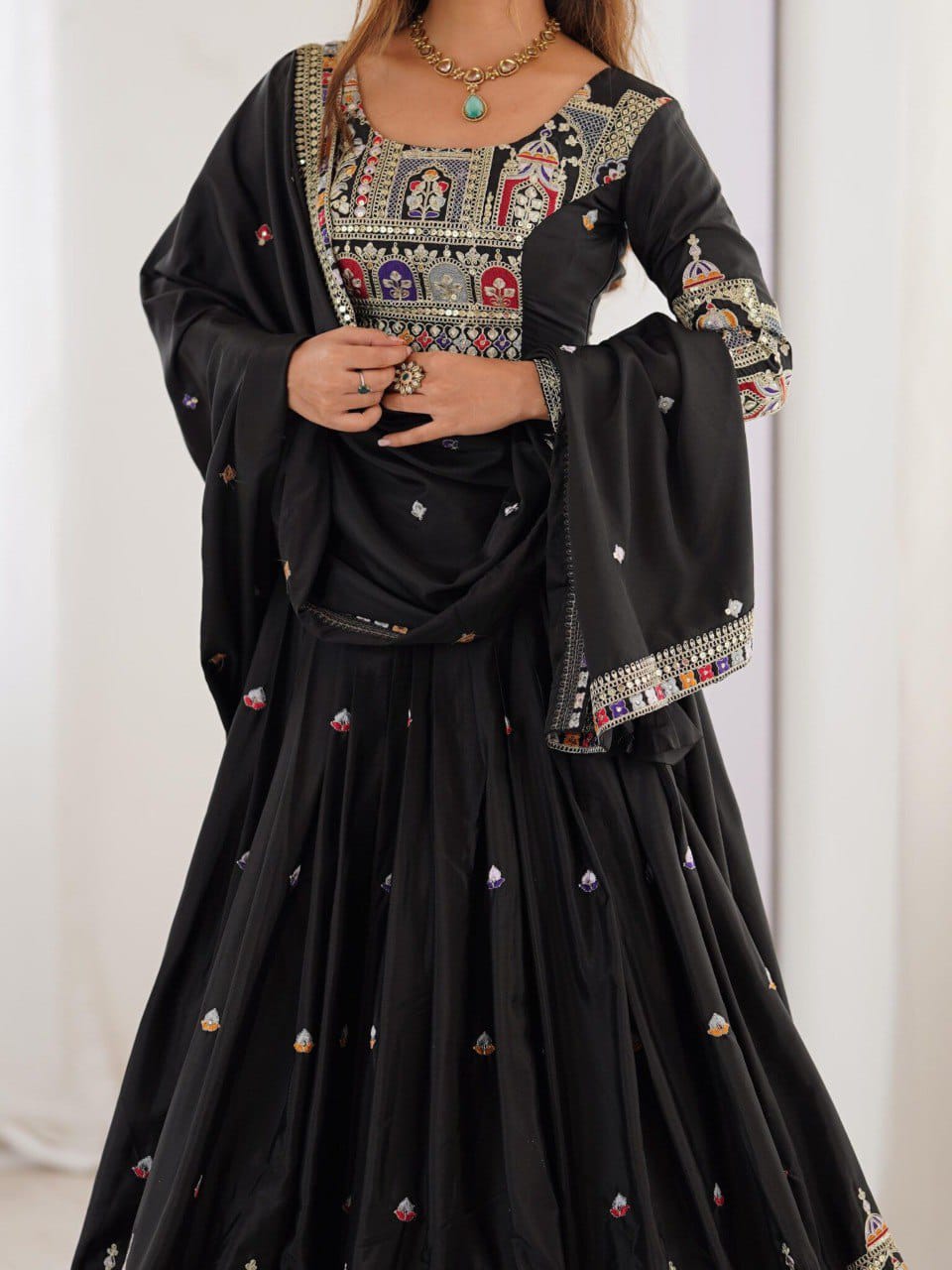 Black Colour Sequins Embroidery Work Lehenga Choli