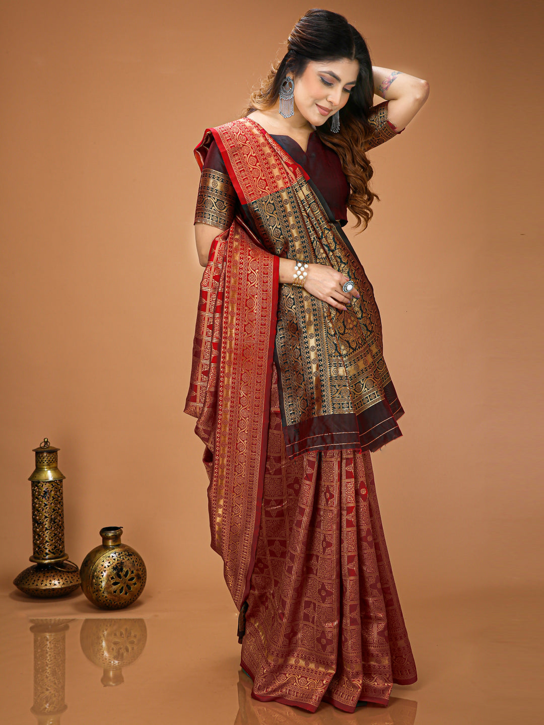 Red Lichi Silk Saree with Rich Jacquard Pallu