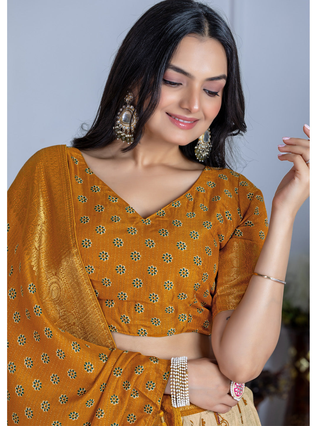 Heavy Lichi Silk Jacquard Lehenga Choli with Jari Lining & Matching Dupatta